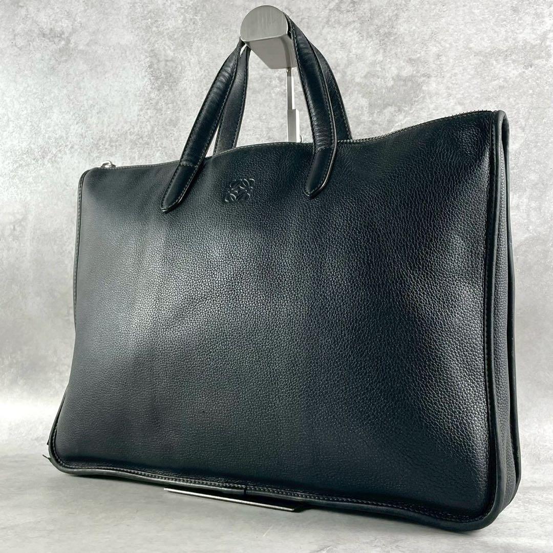 ロエベ　アナグラム　ビジネスバッグ　レザー　ブラック　ロゴ