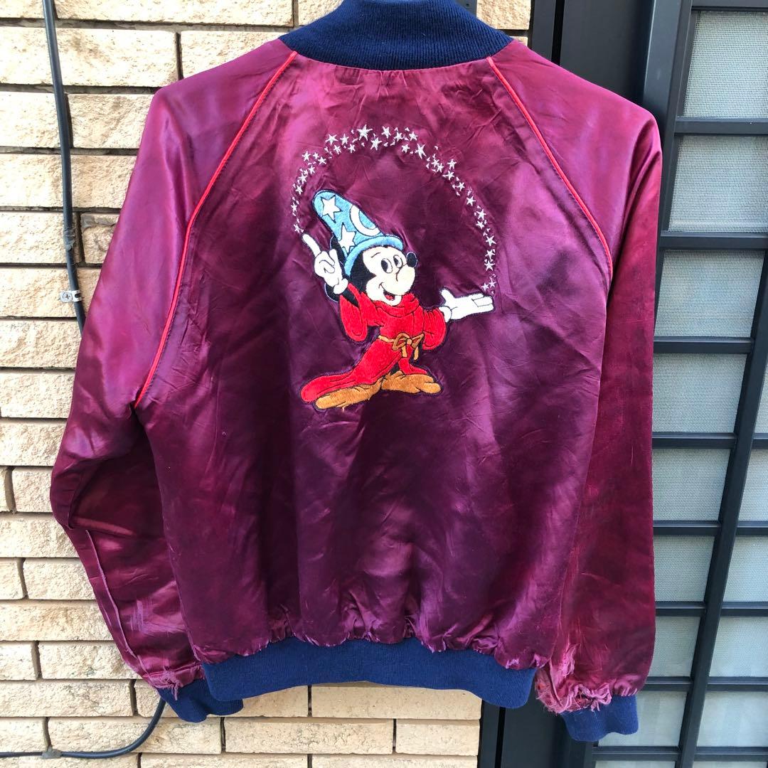 USメイド　ヴィンテージミッキーマウス スカジャン ワインレッド