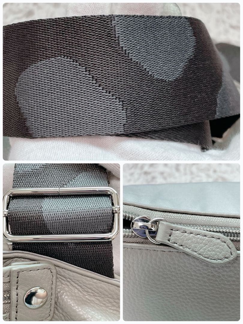 美品✨ear PAPILLONNER 柄テープボディバッグ ダルメシアン グレー