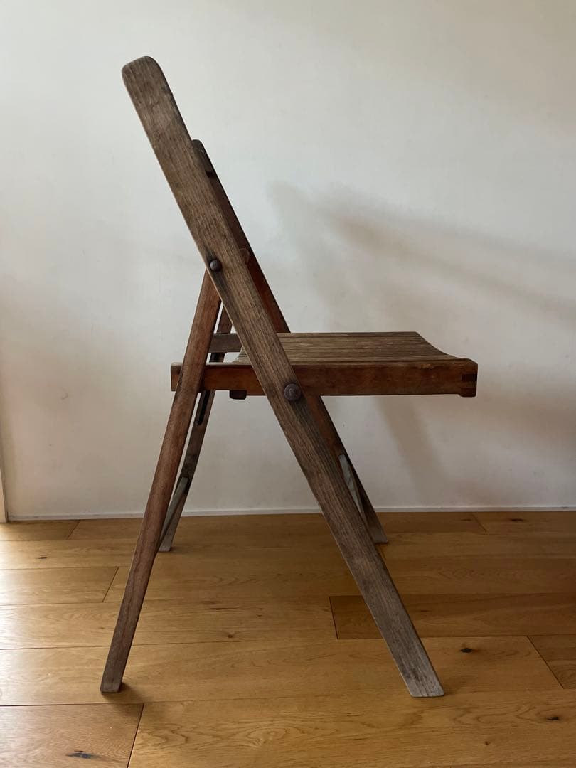 ヴィンテージ　アンティーク　木製折りたたみチェア 2脚セット