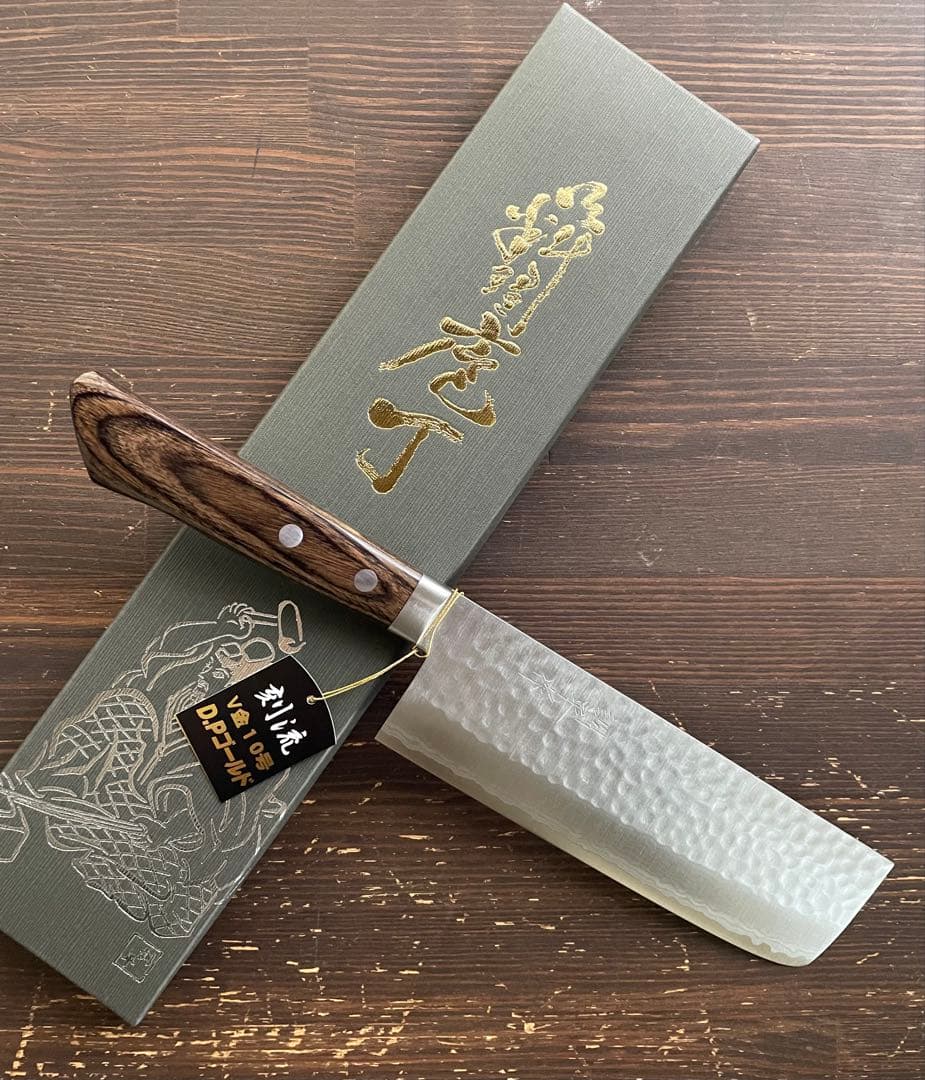 増谷刃物訓平作菜切VG10ステンレス積層槌目（刻流）口金有スコッチ アウトレット