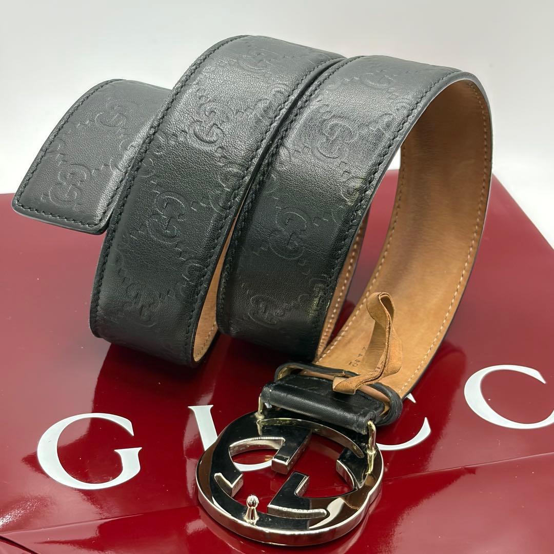 GUCCI☆インターロッキングGシマレザーベルト