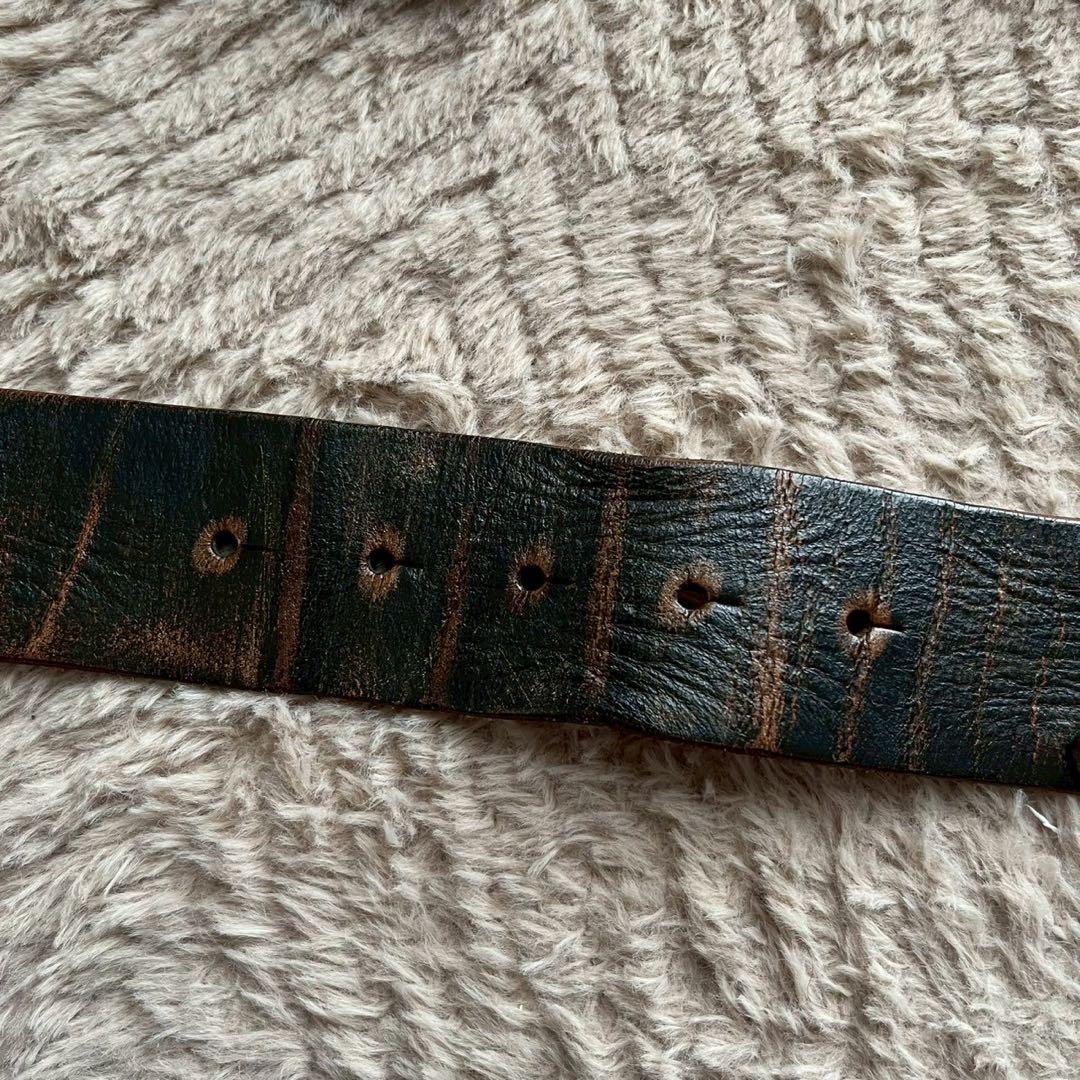 極美品 RRL ダブルアールエル ロゴバックル レザー ベルト メンズ