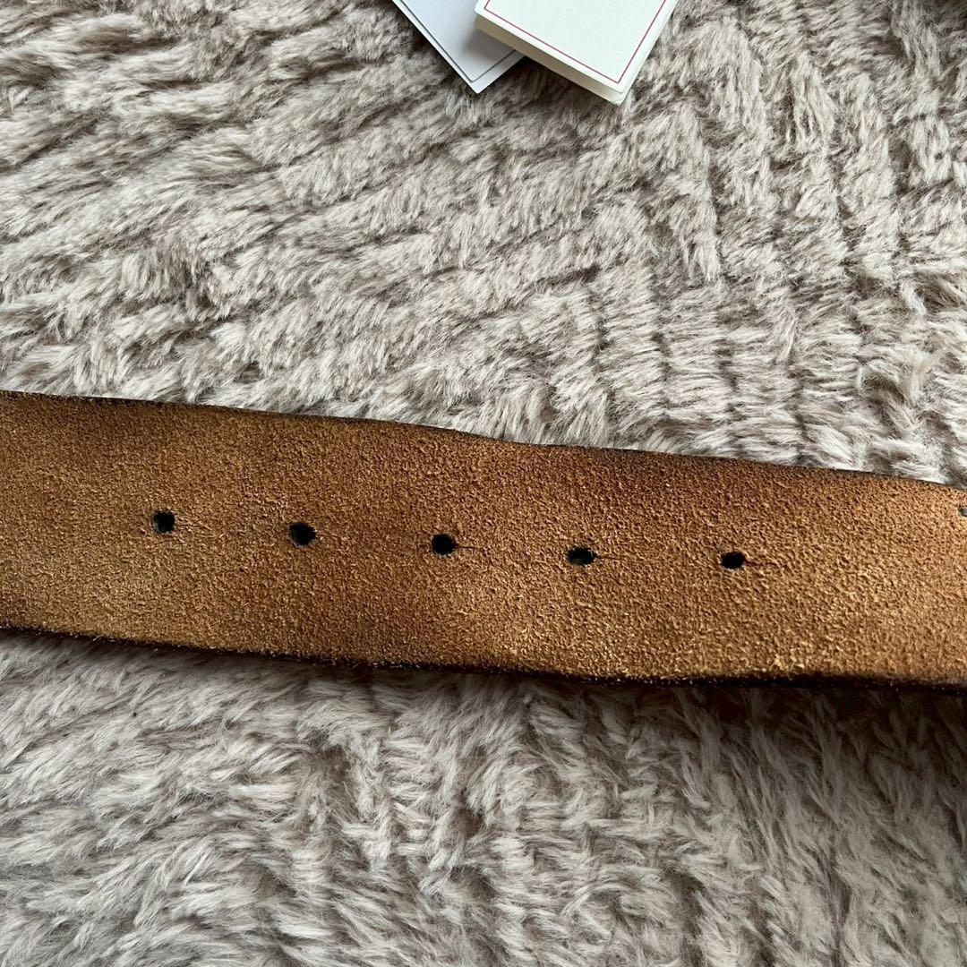 極美品 RRL ダブルアールエル ロゴバックル レザー ベルト メンズ