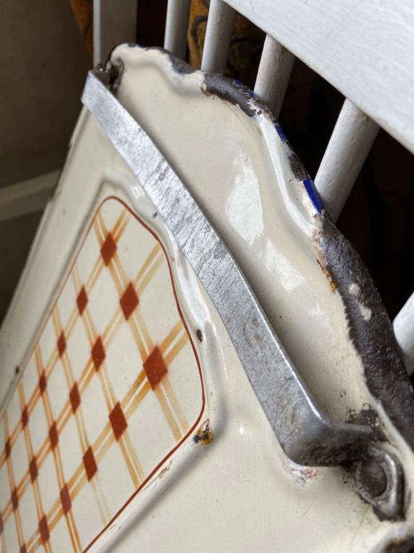 knock アンティーク　ホーロー　レードルラック　チェック柄　レードル付