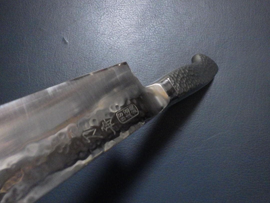 k*n様 刀舟作/槌目鍛造★SS超鋼・牛刀ナイフ包丁★両刃刃付け済み★