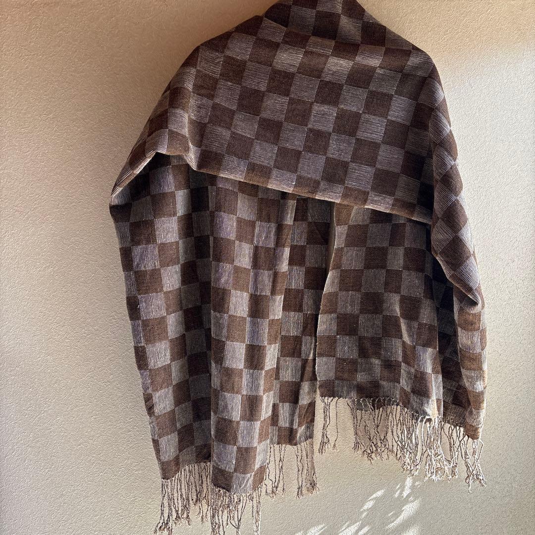 うさとの服  usaato ヘンプコットン 黒檀染め 大判ストール 新品同様