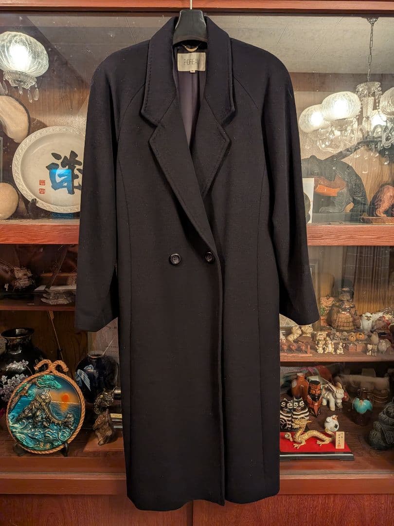 漆黒の華　最高級ピュアカシミアチェスターコート他2点　ブラック　百貨店購入