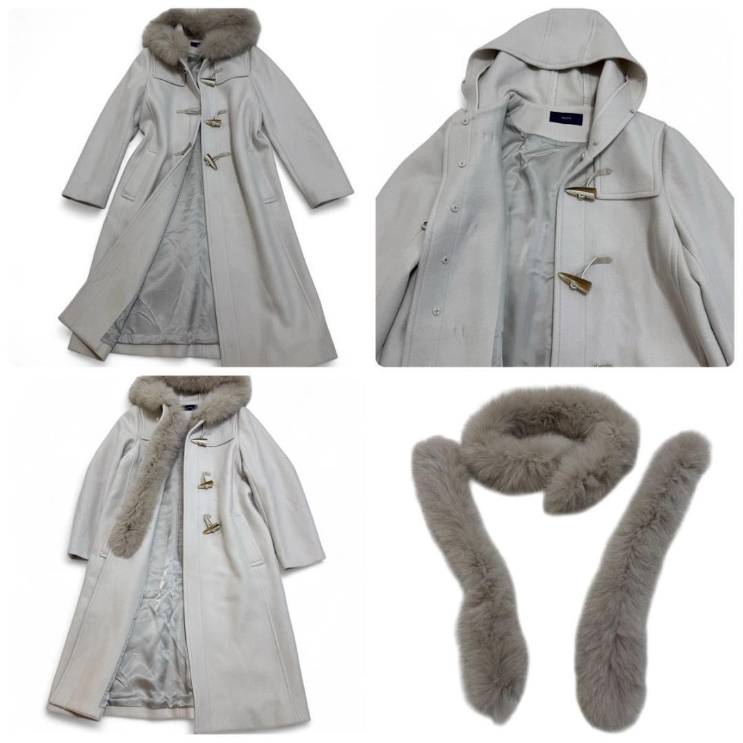 ✨カシミヤ　フォックス✨SHIPS　ダッフルコート　ロング　ライトグレー　40