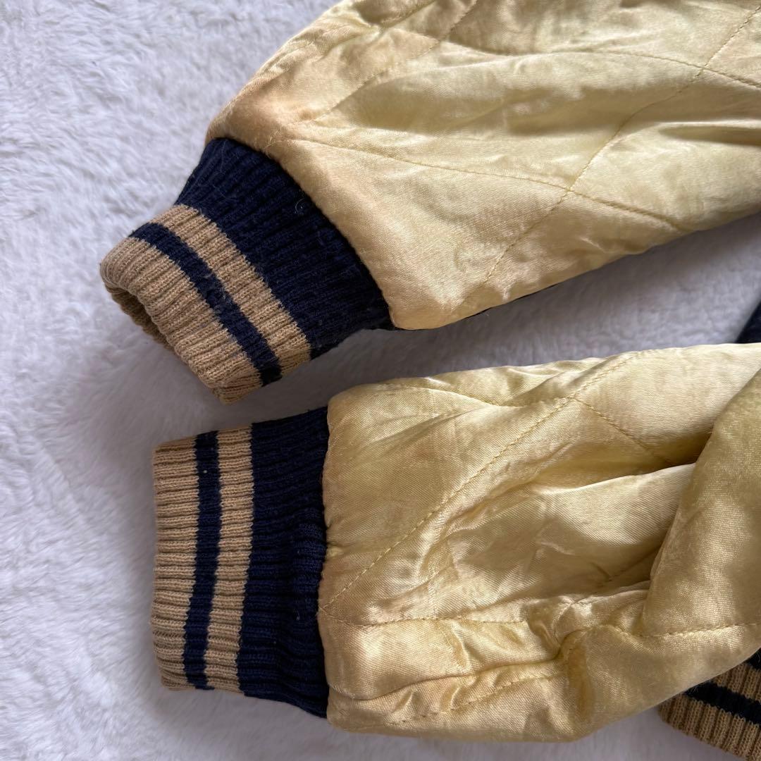 ヒューストン スカジャン M タイガー ドラゴン リバーシブル 刺繍 茶 黒 黄