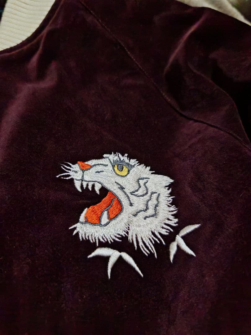 美品 2面用AVIREX USA 別珍 虎日本 スカジャン unisex サテン