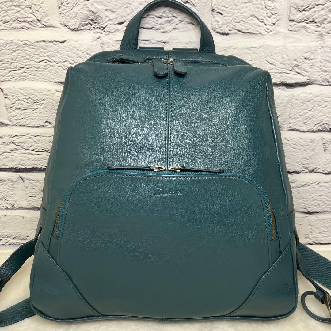 未使用級✨ダコタ ファレル シボ 山羊革 レザー A4可 ロゴ型押し リュック