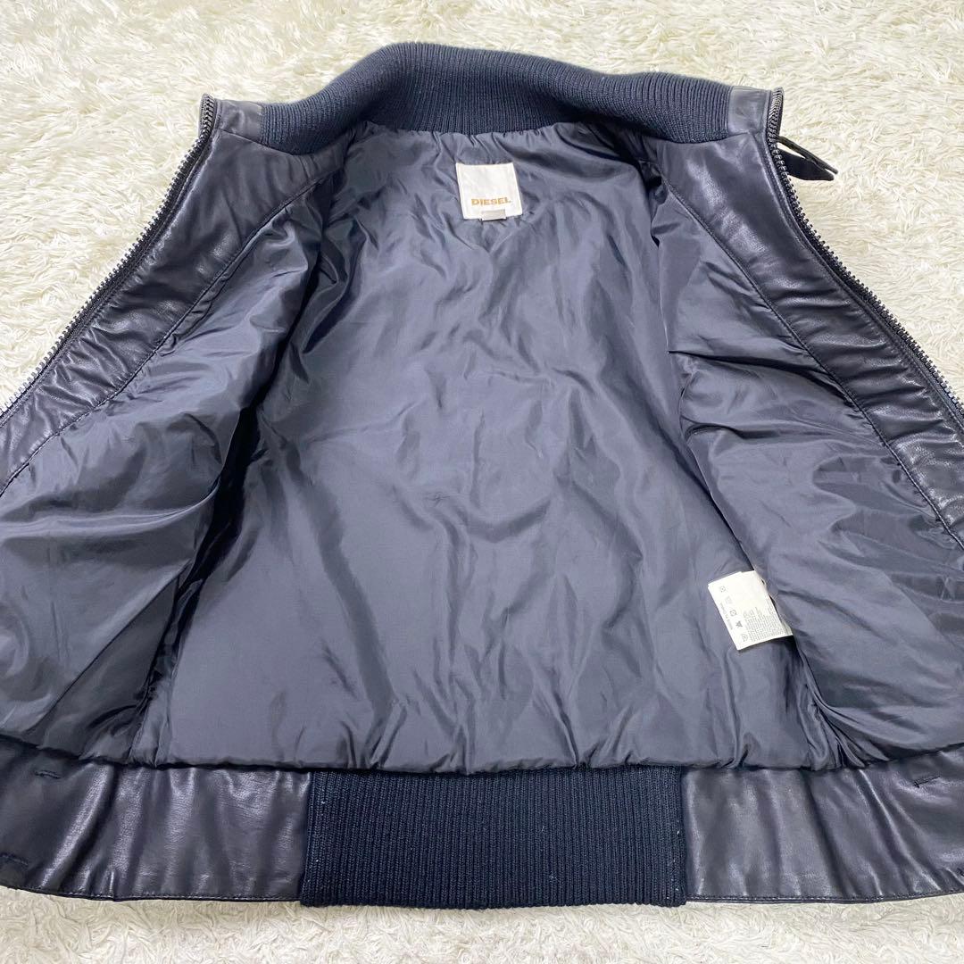 美品 ディーゼル ライダース ハイネック ブルゾン コーティング ブラック XS