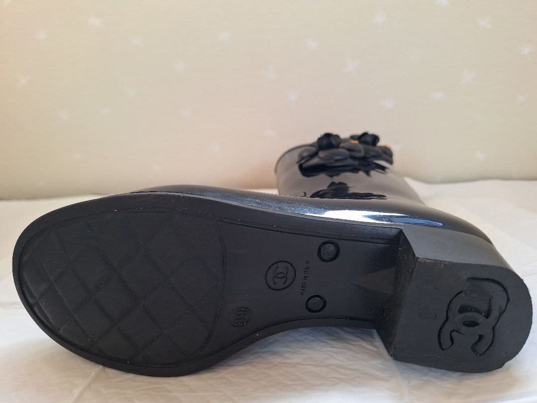 シャネル カメリア レインブーツ 39 CHANEL