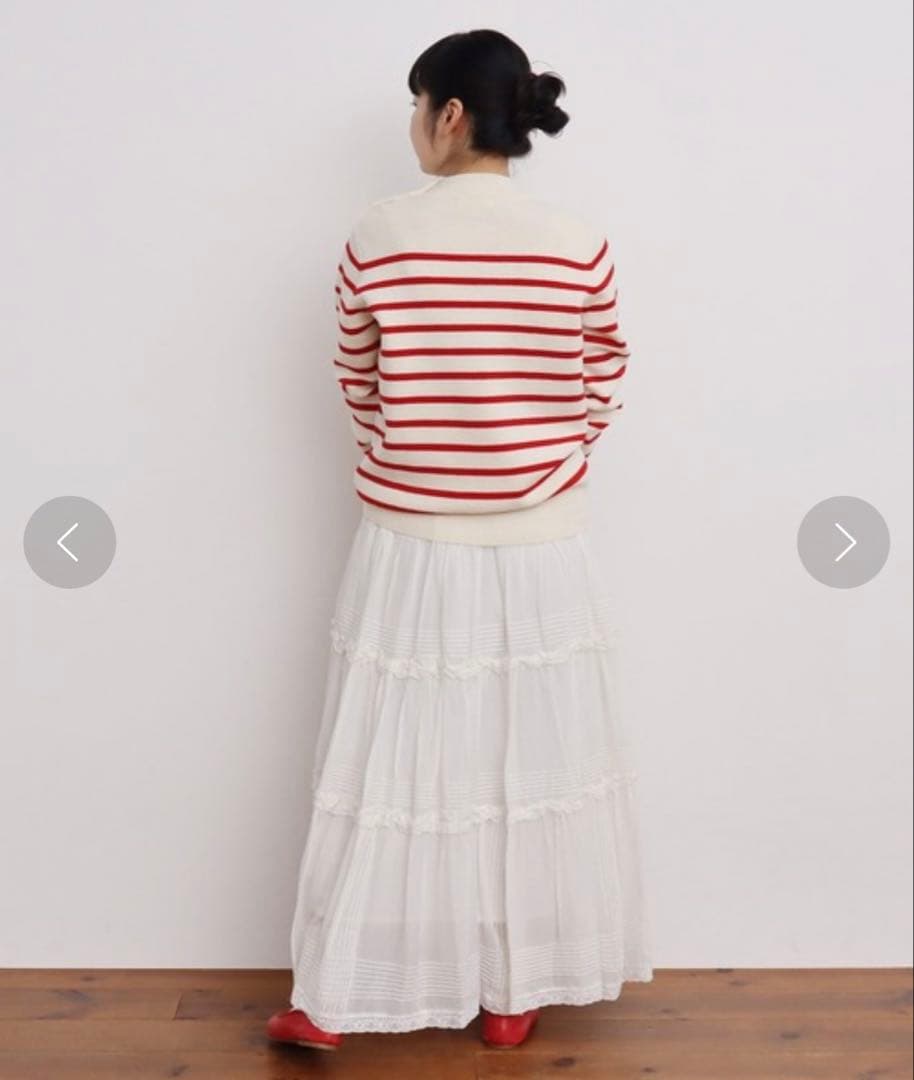 Dot＆Stripes ボイルレースピンタック ケープカラーブラウス　スカート