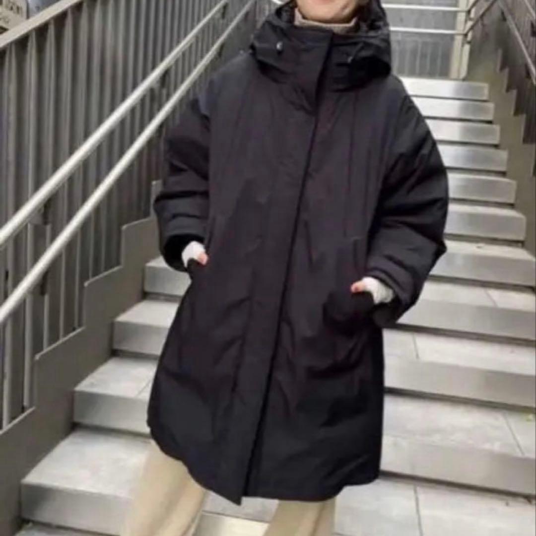 スピックアンドスパン　撥水フーデッドダウンコート　ブラック　36