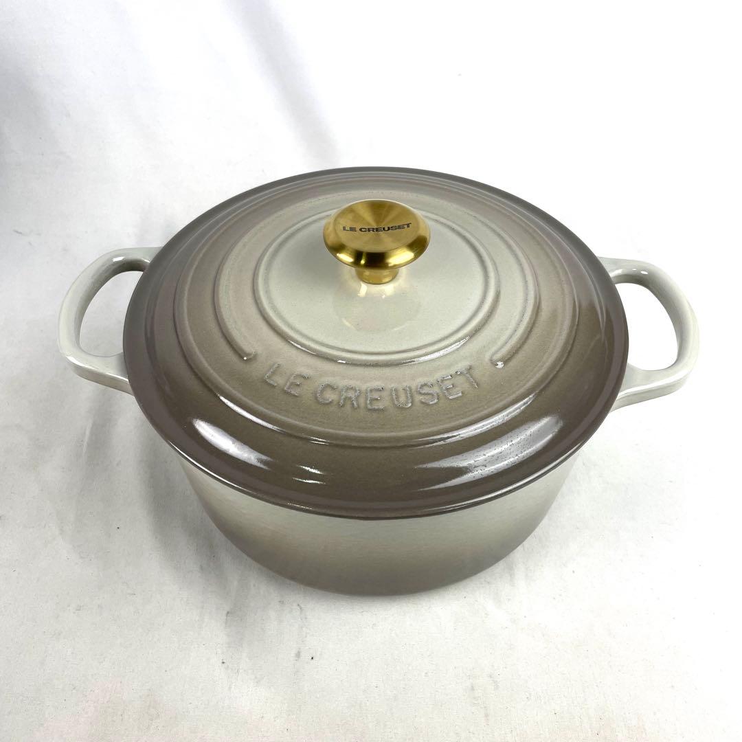 ル・クルーゼ 両手鍋 ココットロンド 22 3.3L 金 ゴールド つまみ