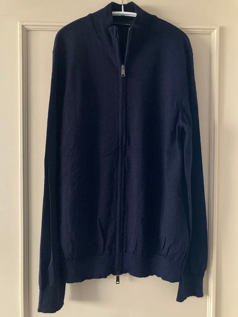 EMPORIO ARMANI ハイゲージ フルジップアップセーター ネイビー L