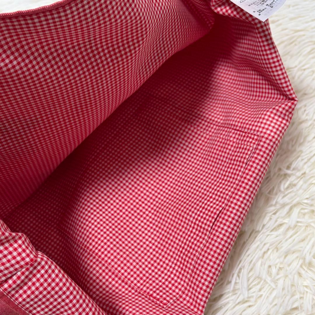 希少✨大人気！familiar デニムバッグ　レッド系　手刺繍