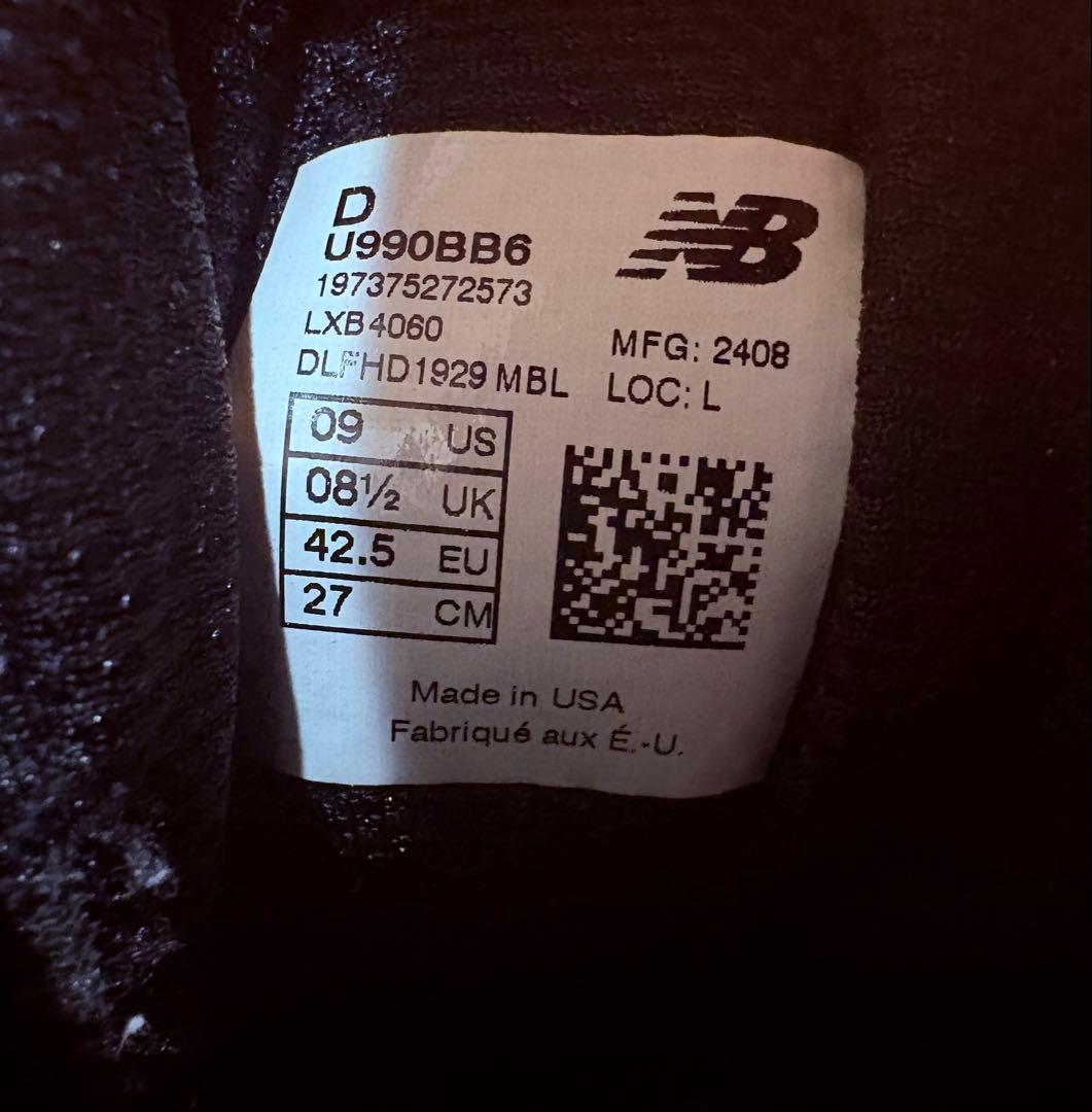 NEW BALANCE U990BB6 ニューバランス 990 27.0