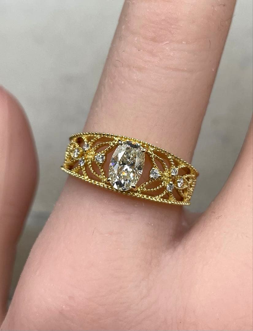 最終交渉可JA78★高級 大粒ダイヤモンド0.762ct K18リングCGLソ付