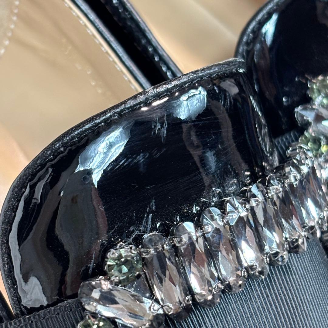 [美品] モードエジャコモ　ビジューバックル　厚底ローファー　黒　23.5