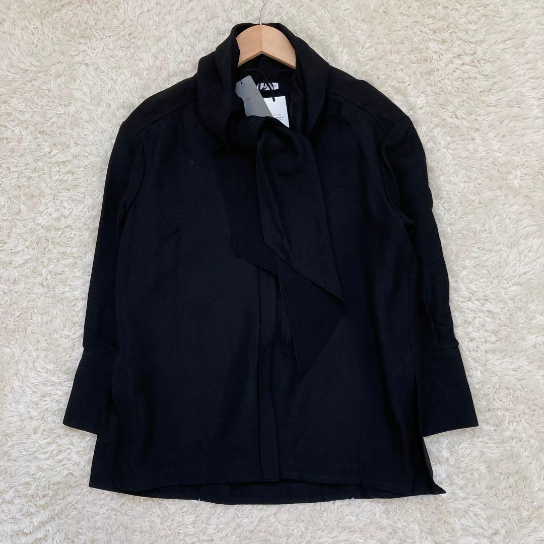 未使用✨定価5.9万 2024 コラム タイブラウス 黒 エストネーション 36