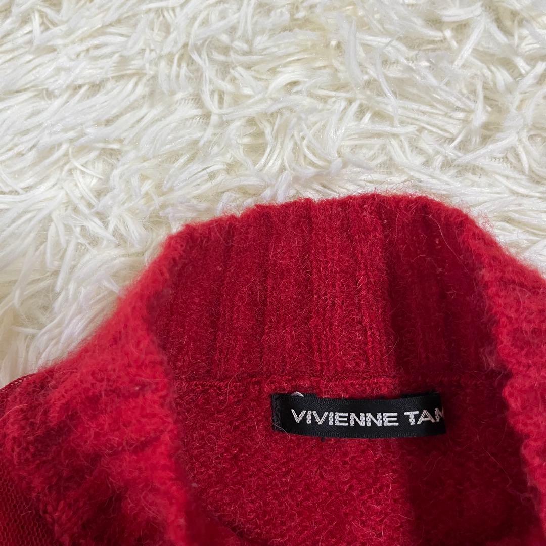 VIVIENNE TAM ヴィヴィアンタム　花柄　刺繍　半袖ニット　　赤