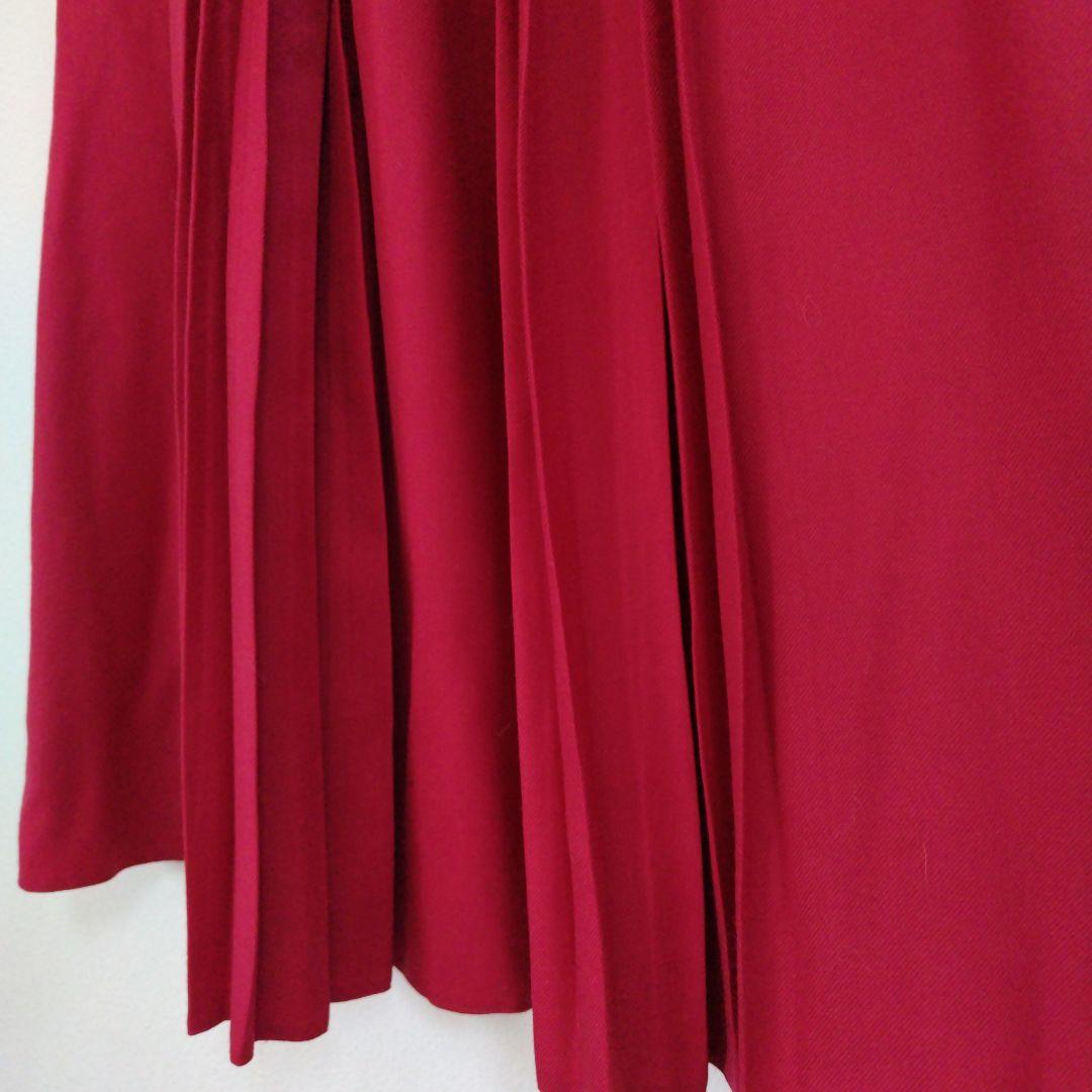 オニールオブダブリン ウール プリーツ入り ロングスカート アイルランド製 赤