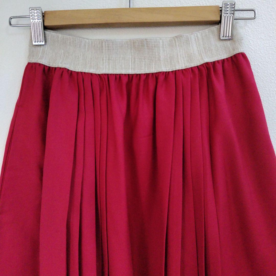 オニールオブダブリン ウール プリーツ入り ロングスカート アイルランド製 赤