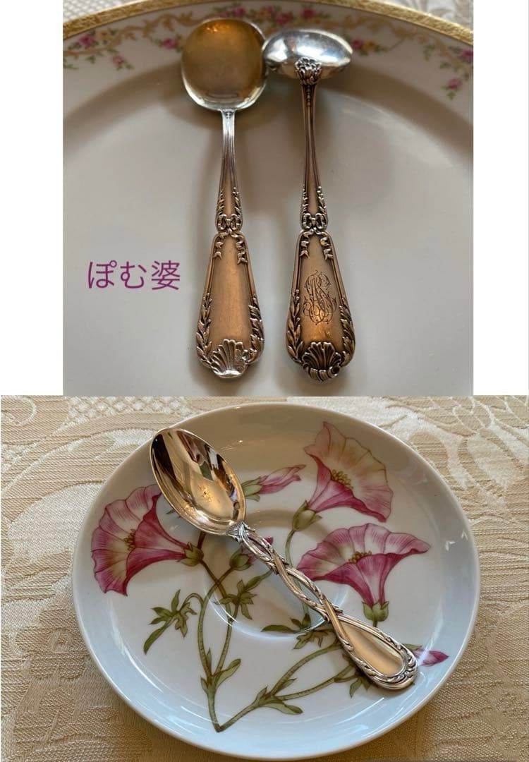 【ピュイフォルカ】純銀スプーン①ロワイヤル１本②ポンパドールアイスクリーム用２本