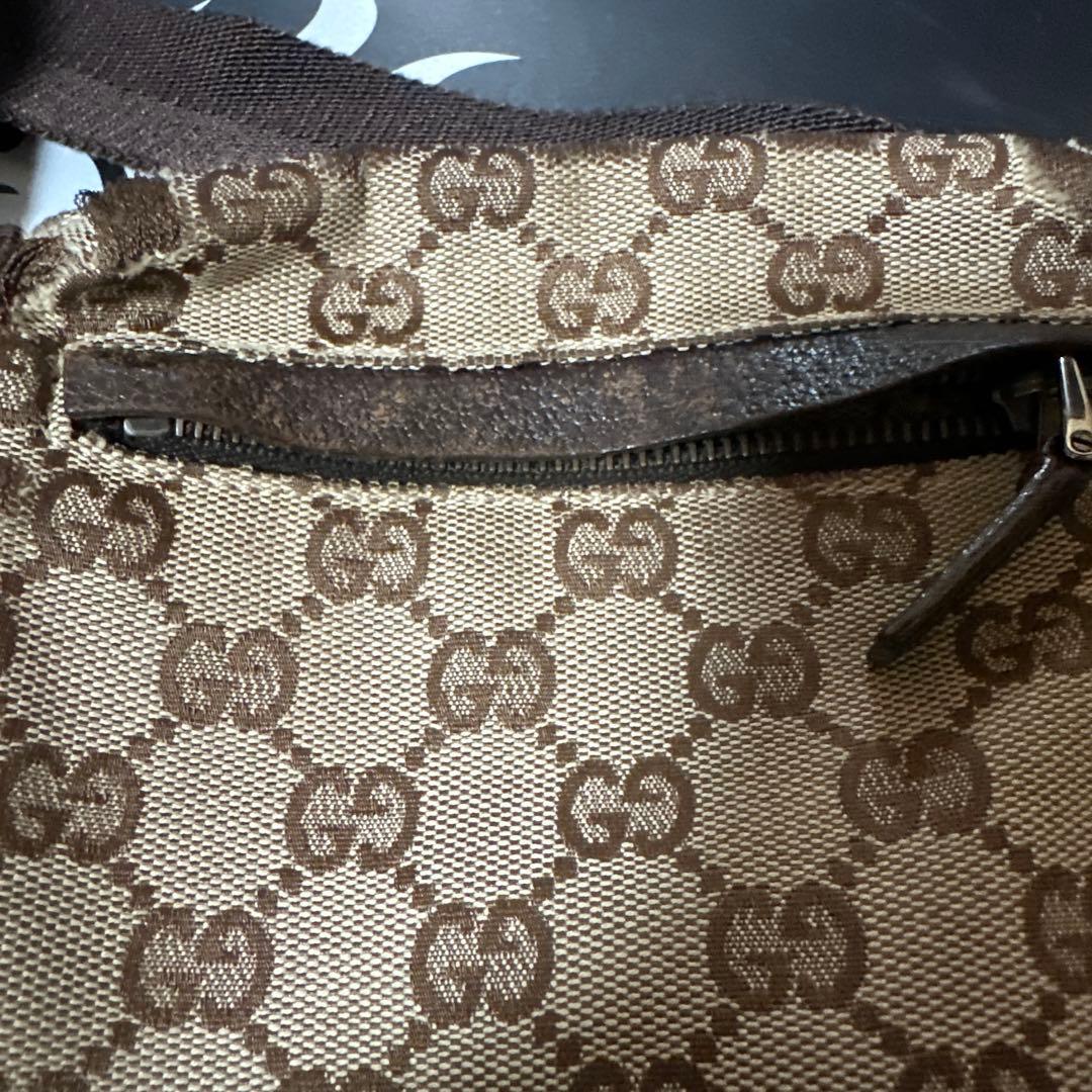 グッチ ボディバッグ GG柄 ジャガード キャンバス レザー ベージュ