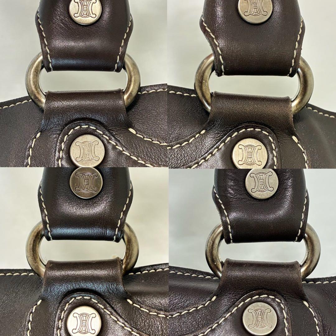 【美品】セリーヌ ブギーバック トートバッグ ビジネス レザー 本革 茶 A4可