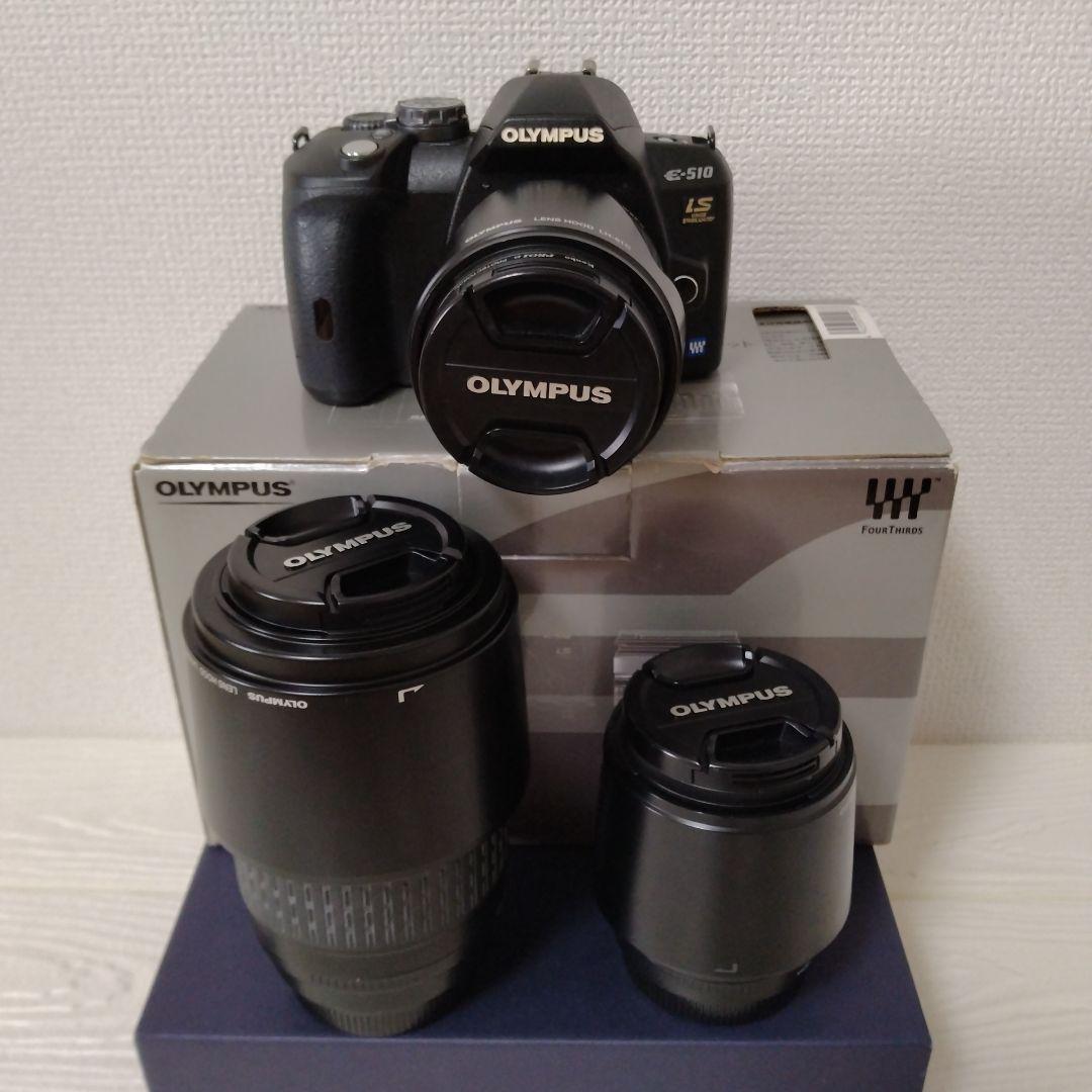 オリンパスE510　レンズ３本セット　リモートケーブル、バッテリー、付属品あり