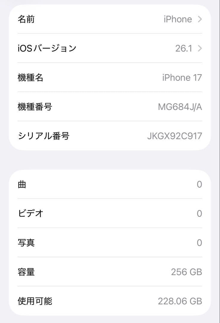 【超美品】iPhone 17 256GB 使用半月