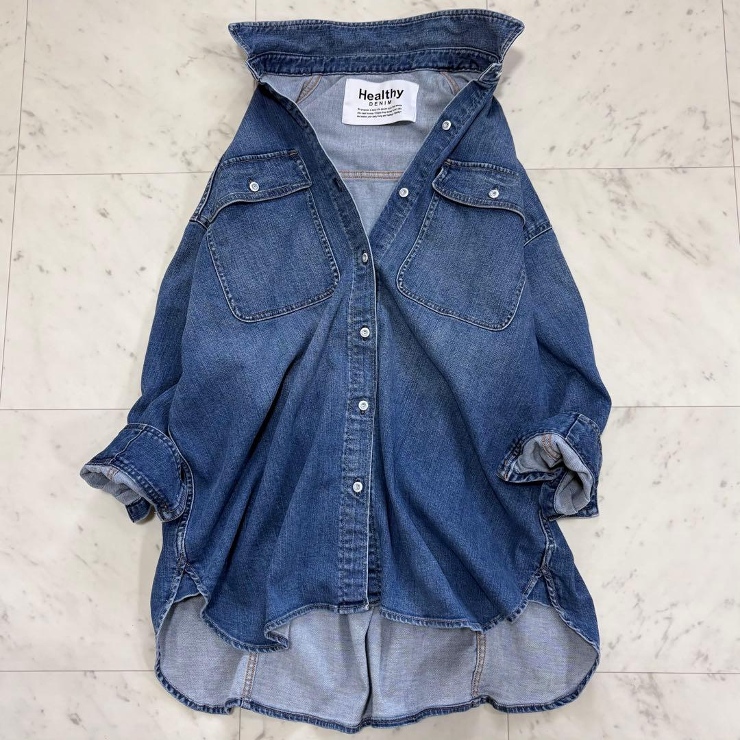 美品✨ヘルシーデニム　アーモンド　デニムシャツ　オーバーシルエット　2024SS