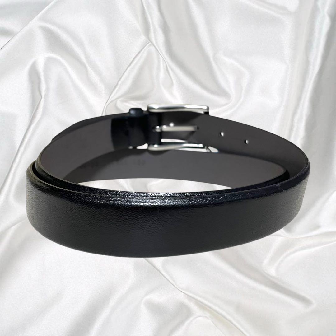 【HUGO BOSS】美品 本革 レザー ドレス ブラック 黒 100cm以上