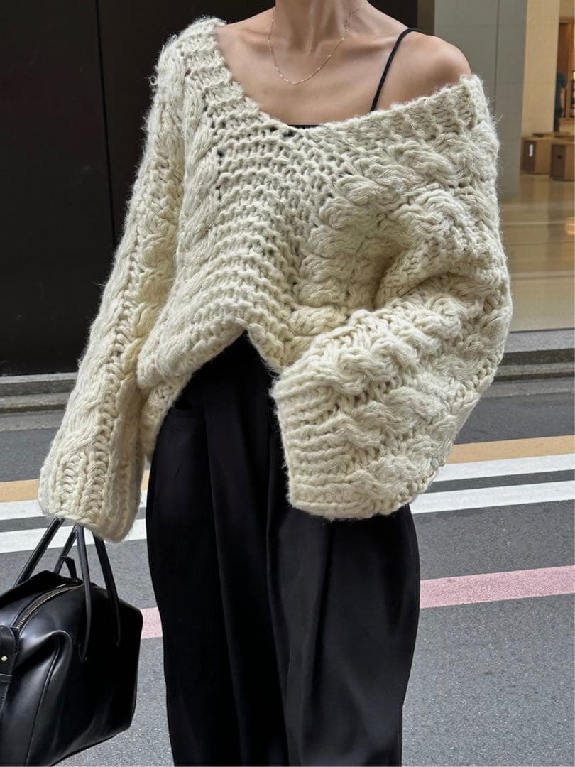 トップス efu HAND CABLE KNIT