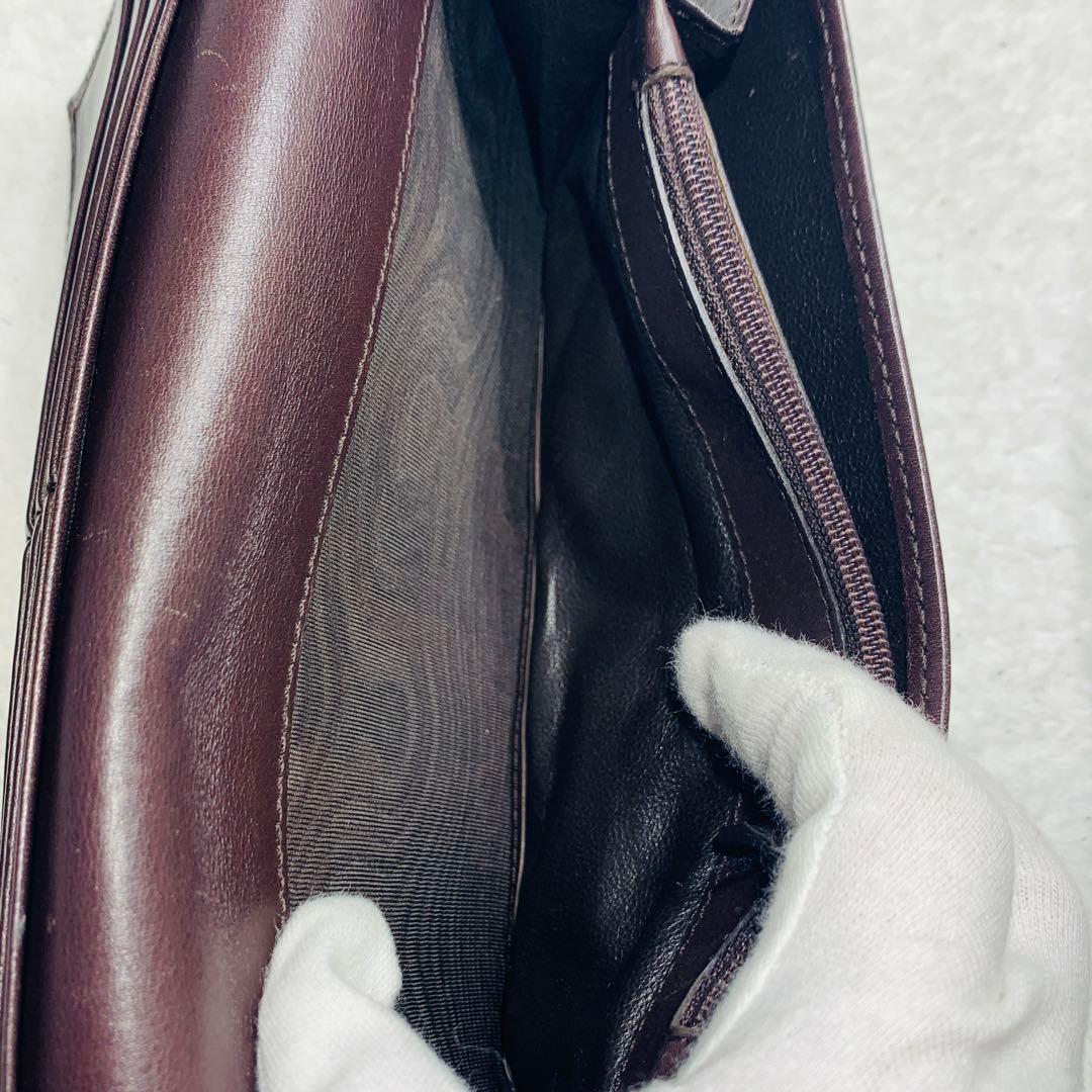 ⭐️GUCCI グッチ 長財布 ダークブラウン シマレザー　19×10×2cm