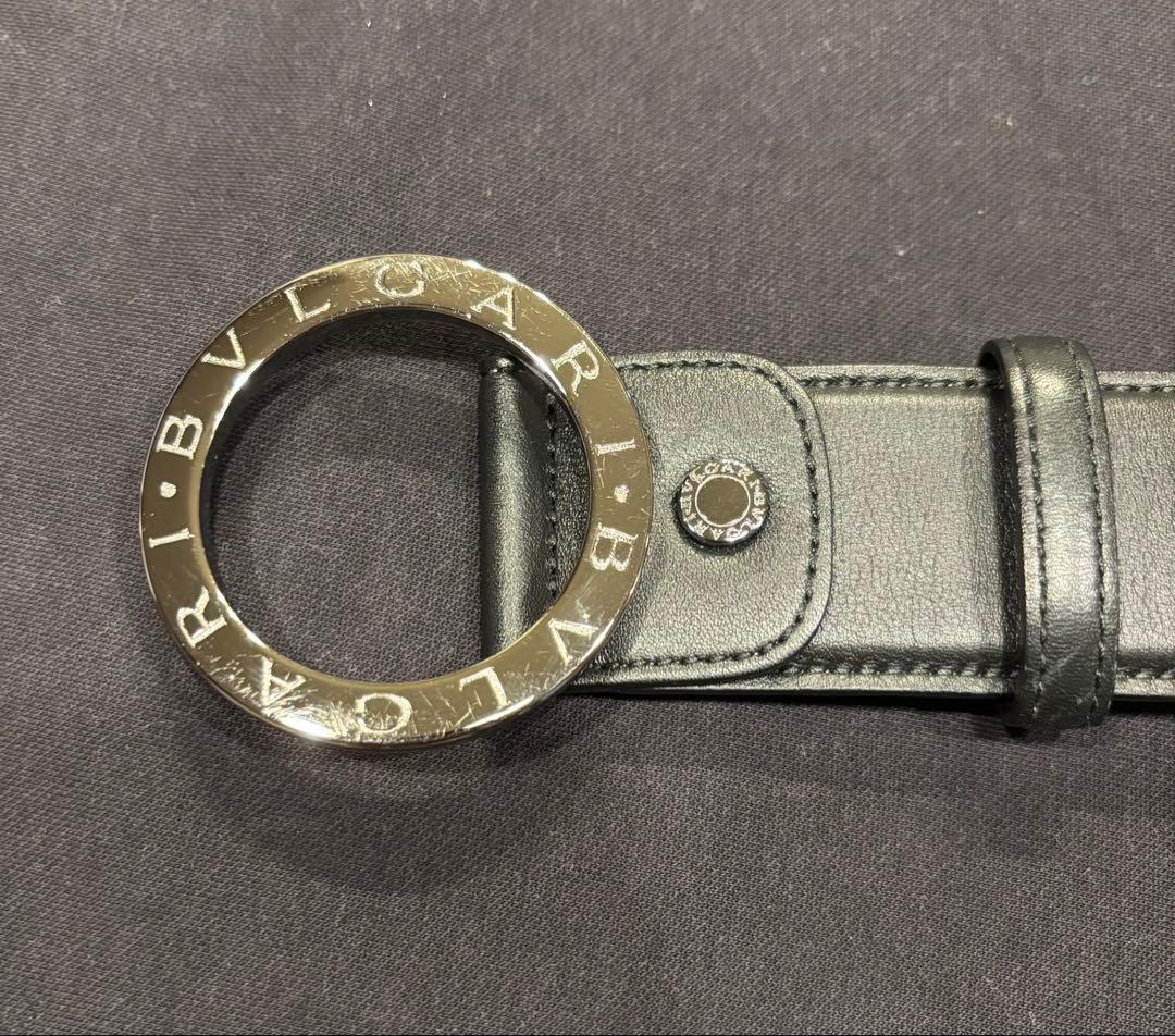 【美品】BVLGARI ブルガリ レザーベルト 44/110 ブラック
