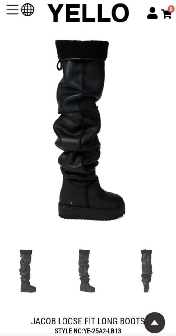 YELLO JACOB LOOSE FIT LONG BOOTS ブラック★XL