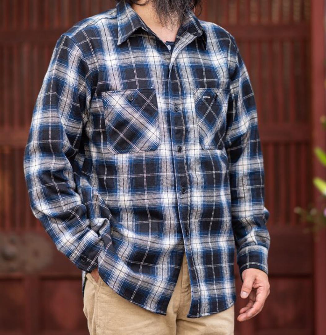 希少　BONCOURA　ボンクラ　　ネルシャツ　オンブレチェックシャツ