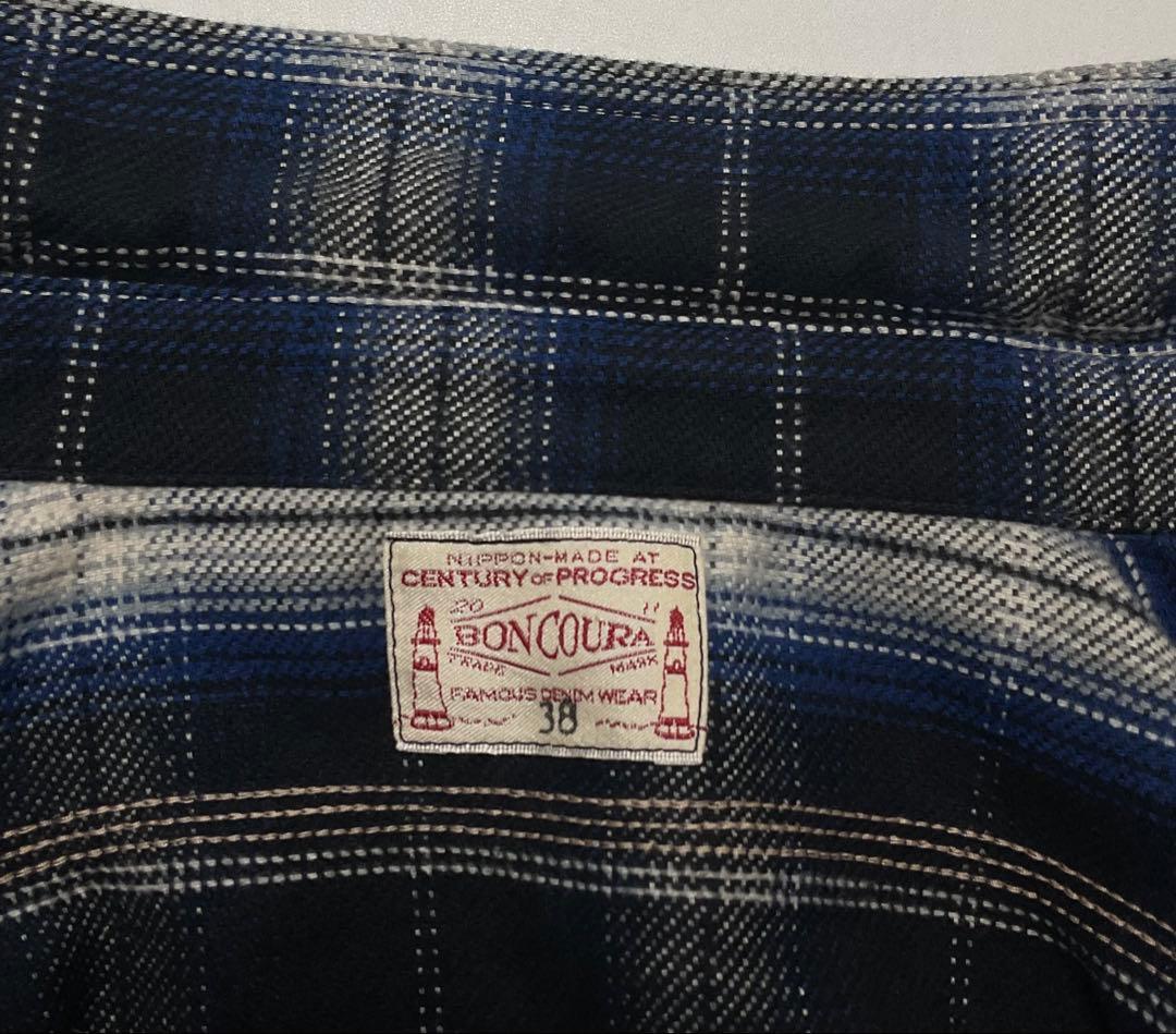 希少　BONCOURA　ボンクラ　　ネルシャツ　オンブレチェックシャツ