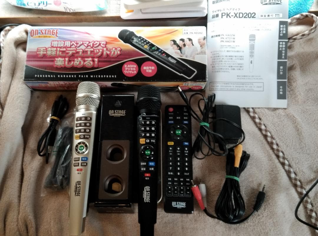 カラオケ PK-XT02W(付属品一部欠)＋増設マイク 動作確認済