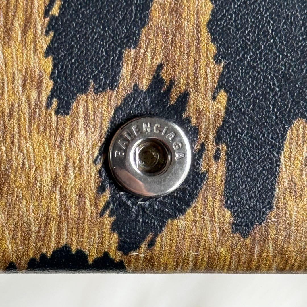 バレンシアガ レザー レオパード コンパクトウォレット 三つ折り財布 ヒョウ柄