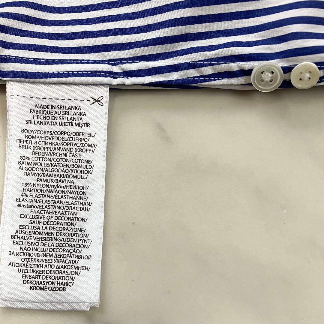 極美品 ポロラルフローレン ストライプシャツ ホース刺繍 QR ブルー