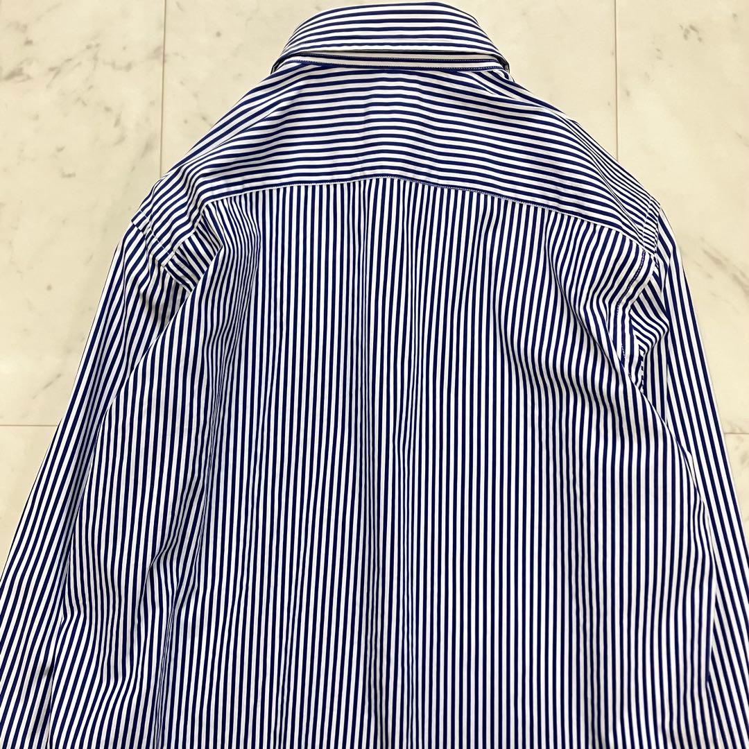 極美品 ポロラルフローレン ストライプシャツ ホース刺繍 QR ブルー