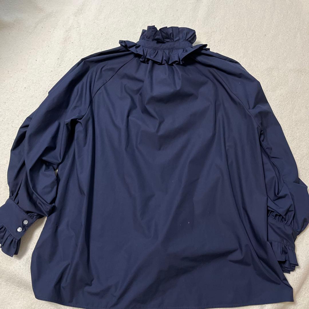 専用　美品　CADUNEカデュネ フリル衿ブラウス ボウタイ　ネイビー　紺