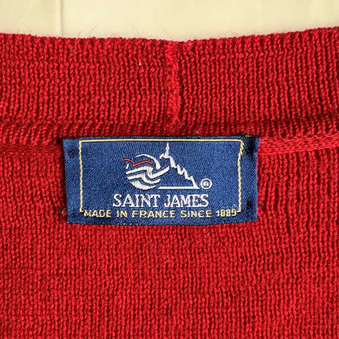美品✨ SAINTJAMES フランス製 金ボタンウールカーディガン 赤 L