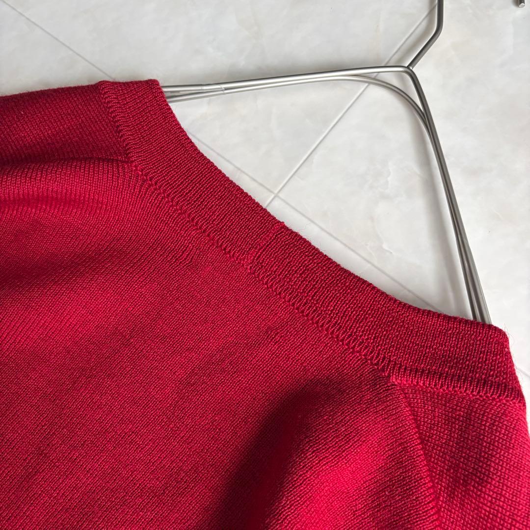 美品✨ SAINTJAMES フランス製 金ボタンウールカーディガン 赤 L